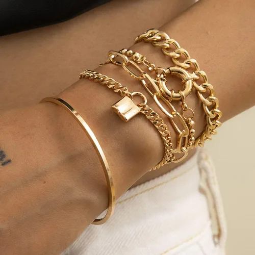 Miniatura 9 de 5 pulseras con dije de candado para mujeres y adolescentes, accesorios de mano de fiesta, Aolly, No es una piedra preciosa