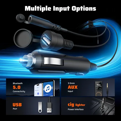 Miniatura 5 de Ehaho Barra de sonido estéreo UTV de 2.1 canales (subwoofer) y altavoces, barra de sonido Bluetooth ATV de 16 pulgadas con luces RGB, altavoces