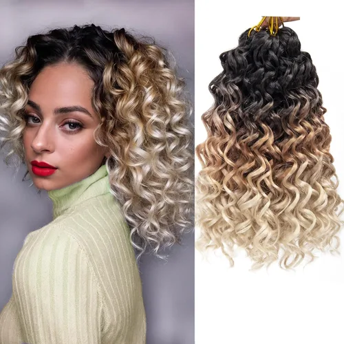 Miniatura 36 de 8 Paquetes de Cabello Rizado con Ganchillo GoGo, Cabello Rizado con Ganchillo para Mujeres Negras, Trenzado de Onda Profunda, Cabello Sintético
