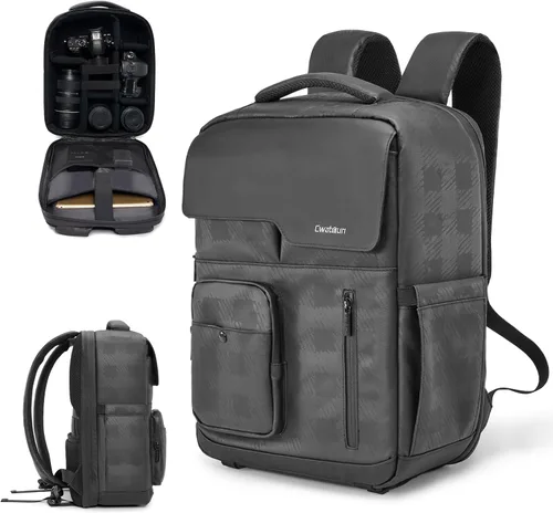 Miniatura 16 de Cwatcun Mochila para Cámara Impermeable Bolsa para Cámara, Bolsa Multifuncional de Fotografía de Viaje Estuche para Cámara con Compartimento