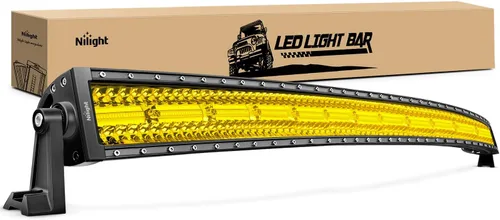 Nilight Barra de luz LED de 50 pulgadas, 384 chips LED, haz amarillo, curvada, triple fila, luz antiniebla, combo spot flood, luces LED de