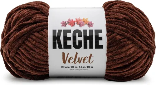 Miniatura 82 de Keche Hilo de terciopelo para ganchillo, manta de felpilla suave, voluminosa, hilo amigurumi, 3.53 oz (132 yardas), color azul bebé