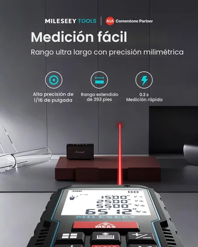 Miniatura 2 de MiLESEEY - Dispositivo de medición láser, 393 pies, cinta métrica láser digital con sensor de ángulo electrónico actualizado, precisión de 0.079