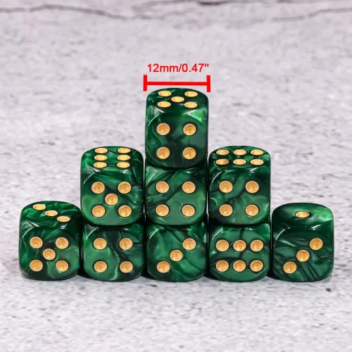 Miniatura 5 de 36 de paquete de dados de 12 mm de 6 caras MINI, juego de dados de patrón de perla, dados estándar de 6 caras para Yahtzee, Bunco o enseñanza