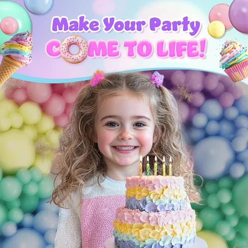 Miniatura 7 de Kit de arco de globos pastel todo en 1 para decoraciones de fiesta pastel – Globos de fiesta arcoíris de primavera de Pascua para cumpleaños
