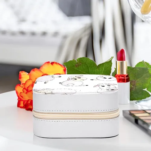 Miniatura 6 de Caja organizadora de joyas de piel sintética pequeña, bonita oveja