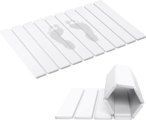 Miniatura 9 de THMINS Tapete de Baño de Piedra Enrollable, Tapete de Baño Plegable de Tierra de Diatomeas 24x16 pulgadas, Súper Absorbente, de Secado Rápido