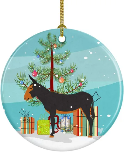 Miniatura 79 de Caroline's Treasures Adorno de cerámica de Navidad pintado o de codorniz chino, decoración colgante de árbol de Navidad verde azulado para el hogar