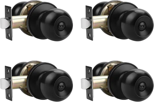 Miniatura 23 de Probrico Paquete de 10 pomos redondos para puerta de cama/baño, función de privacidad para baño/dormitorio, pomos de puerta interior con cerradura