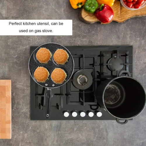 Miniatura 3 de HEEPDD Sartén antiadherente para huevos de 4 tazas, tortilla y panqueques de 9.6 pulgadas para desayuno, hamburguesa, bistec