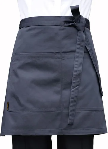 Delantal de cintura unisex de 2 bolsillos para restaurante bistro trabaja medio delantal 27.6x17.7 in gris oscuro