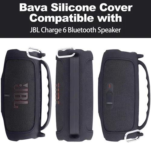 Miniatura 4 de Funda de silicona compatible con JBL Charge 5 Altavoz Bluetooth portátil impermeable (Cubierta de silicona negra)