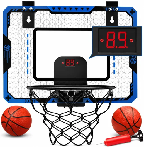 Miniatura 8 de Aro de baloncesto interior para niños de 5 a 10 años, con marcador electrónico y 3 bolas, mini aro sobre la puerta para cumpleaños de niños