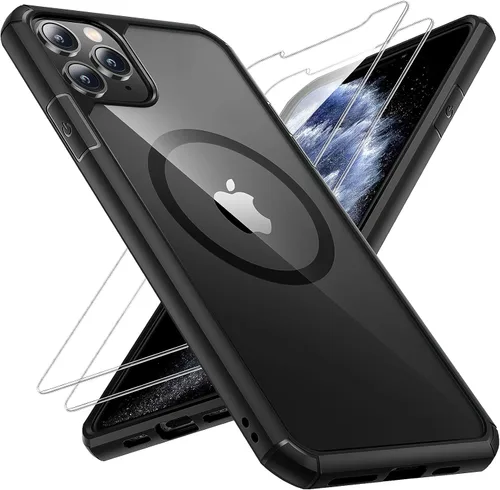 Miniatura 102 de TAURI Funda magnética 2 en 1 transparente para iPhone 14 Pro, compatible con Magsafe [no amarillenta] con protector de pantalla, protección de grado