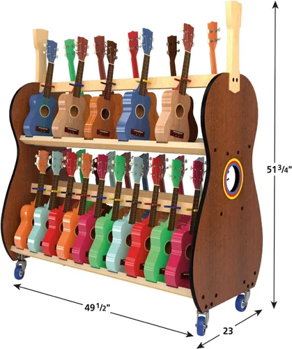 Miniatura 8 de Carrito de almacenamiento de ukelele móvil para escuelas - The Band Room Estante de aula para 18 o 30 instrumentos Fabricado en Estados Unidos