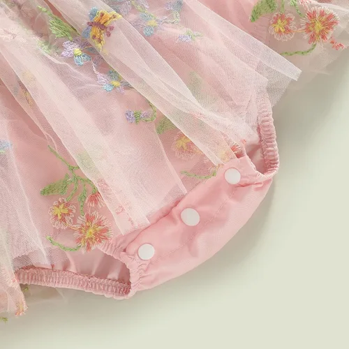 Miniatura 28 de Mameluco para bebés y niñas de 3, 6, 9, 12, 18 meses, enterizo de manga corta, fruncido, faldas y dobladillo, diadema