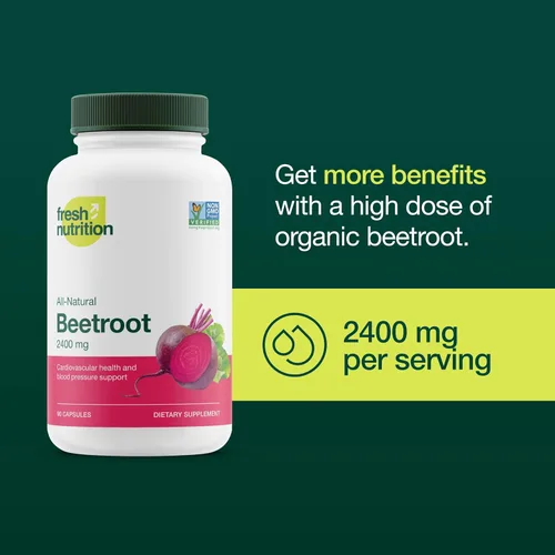 Miniatura 3 de Fresh Nutrition Cápsulas orgánicas de raíz de remolacha – 2400 mg de dosis potente – Soporte antioxidante – Vegano, sin OMG, sin gluten – 90 cápsulas