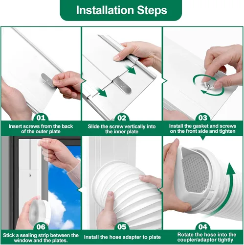 Miniatura 8 de Kit de ventana de aire acondicionado portátil mejorado con manguera de escape de 5.9 pulgadas, kit de ventilación de ventana de aire acondicionado