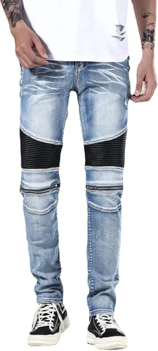 Miniatura 2 de Skinny Slim Fashion - Jeans elásticos de motociclista de Hip Hop con agujeros rectos rasgados.
