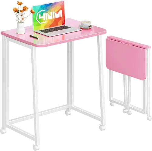 Miniatura 16 de 4NM Escritorio Pequeño Móvil Plegable de 23.6", Mesa de Computadora con Ruedas Plegable para Casa y Oficina, Mesa de Escritura y Estudio