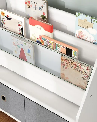 Miniatura 6 de CHOEZON Estantería infantil y almacenamiento de juguetes, estante de libros para niños de gran capacidad de 4 niveles, estantería para niños