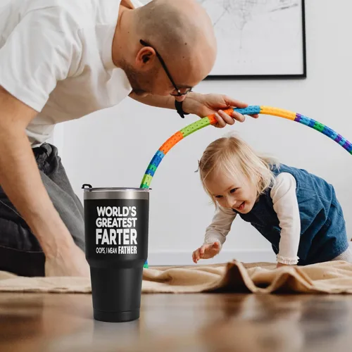 Miniatura 9 de Qtencas World's Greatest Farter, I Mean Father - Vaso de viaje para mejor papá, divertido regalo de cumpleaños y Navidad para papá, marido, hombres