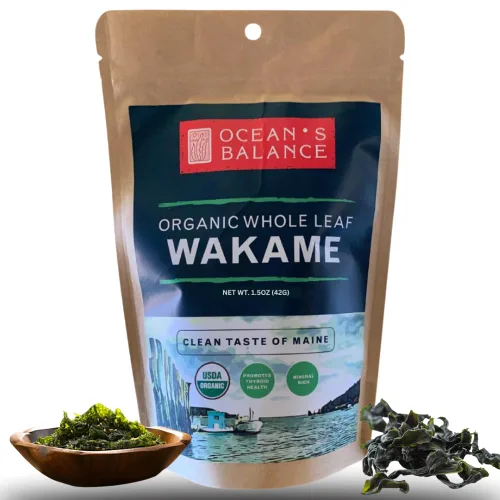 Miniatura 10 de Ocean's Balance Wakame Flakes orgánico – Algas marinas de la costa de Maine – Verduras marinas del océano Atlántico, perfectas para dieta