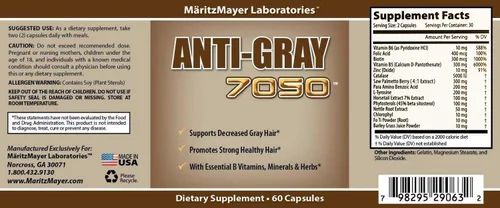 Miniatura 2 de Anti Gray Hair 7050 Restore Natural Hair Color 60 Cápsulas por Botella (3 Botellas)