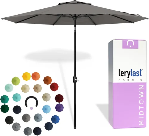 Miniatura 11 de Midtown Umbrellas 10 años sin decoloración, 6 pies, tela de poliéster roja a prueba de rayos UV, sombrilla para patio al aire libre, marco