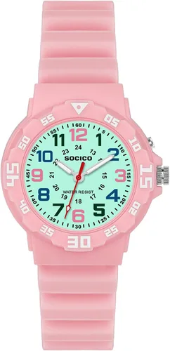 Miniatura 11 de SOCICO Reloj analógico para niños y niñas, resistente al agua, con banda suave, reloj de pulsera de tiempo de aprendizaje, fácil de leer para niños