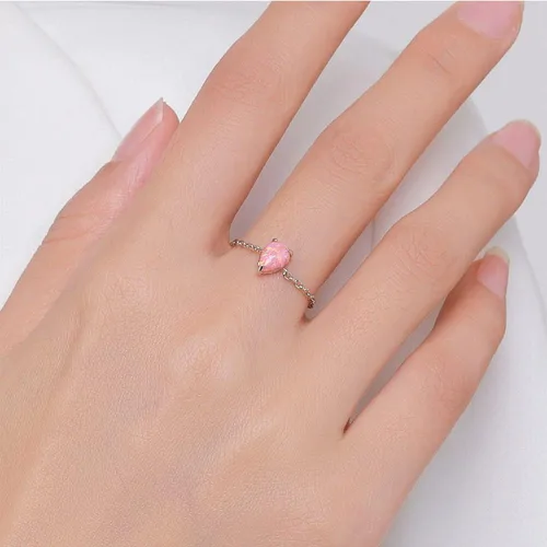 Miniatura 2 de Anillo de corazón de ópalo para mujer, plata de ley 925, ajustable, anillo de compromiso de amor, corazón, anillos de promesa, anillos colgantes