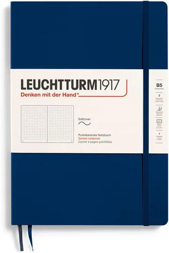 Miniatura 20 de LEUCHTTURM1917 - Cuaderno mediano A5 de tapa blanda, 123 páginas numeradas para escribir y llevar un diario (color negro, cuadriculado)