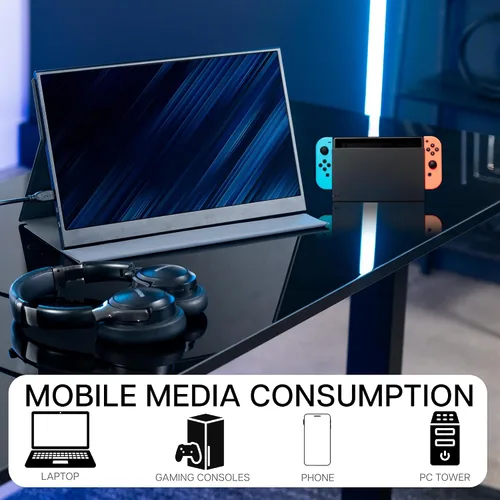 Miniatura 8 de VIVO Monitor portátil de 15.6 pulgadas con soporte de sujeción para extensor de pantalla de laptop, se adapta a portátiles de hasta 18.5 pulgadas