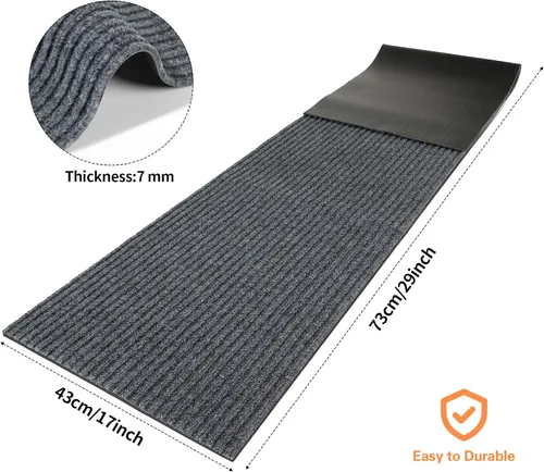 Miniatura 3 de Nuanchu 1 rollo de felpudo grande a rayas semiacabado de 17 x 29 pulgadas, tapete para puerta angosta, antideslizante, impermeable, para baño, Negro