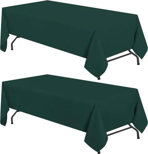 Miniatura 16 de WEALUXE - Manteles blancos para mesas rectangulares de 8 pies, paquete de 2, 60 x 126 pulgadas, resistentes al agua, a las manchas y a las arrugas