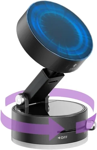 Soporte magnético para teléfono para automóvil, [giratorio de 360°] Soporte de teléfono con ventosa fuerte y soporte retráctil, soporte plegable