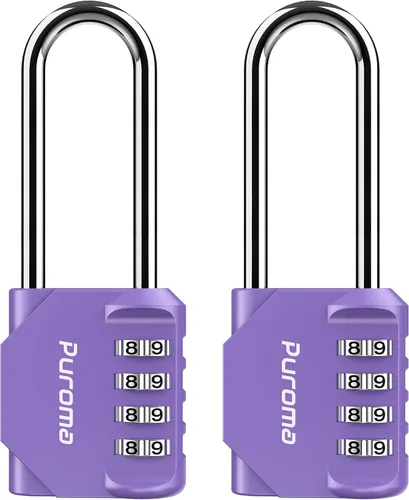 Miniatura 10 de Puroma – Candado de combinación con grillete de 2.5 pulgadas de largo, 4 dígitos, resistente al agua, para el gimnasio, la escuela, la cerca