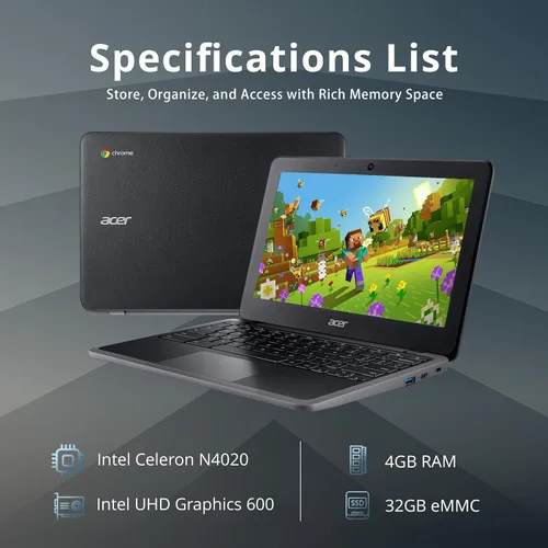 Miniatura 2 de acer Laptop Chromebook 311 HD IPS de 11.6 pulgadas, Intel Celeron N4020, 4 GB de RAM LPDDR4, 32 GB eMMC, gráficos Intel UHD 600, Wi-Fi 5, cámara HD