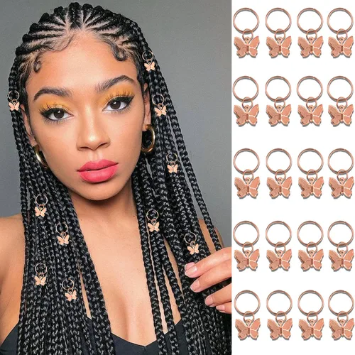 Miniatura 8 de NAISKA 20 accesorios para el cabello de mariposa, brazaletes, dijes y anillos de joyería para mujer (dorado)