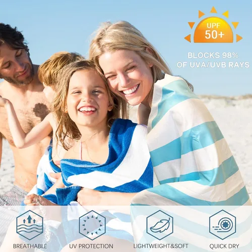 Miniatura 2 de PY SUPER MODE Paquete de 2 toallas de playa de microfibra de secado rápido de 75 x 35 pulgadas, toallas de baño de gran tamaño, ligeras, suaves