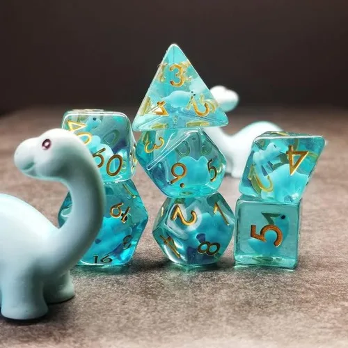 Miniatura 5 de Sage's Portal Juego de dados DND de resina para familiares de dinosaurios y reptiles, juego de dados poliédricos para Dungeons and Dragons RPG