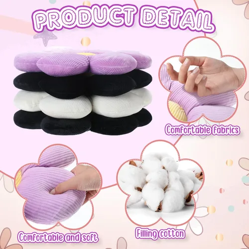 Miniatura 3 de Reginary 4 almohadas de suelo con diseño de flores, bonitas almohadas de felpa con diseño de margaritas, cojines de asiento de suelo para el regreso
