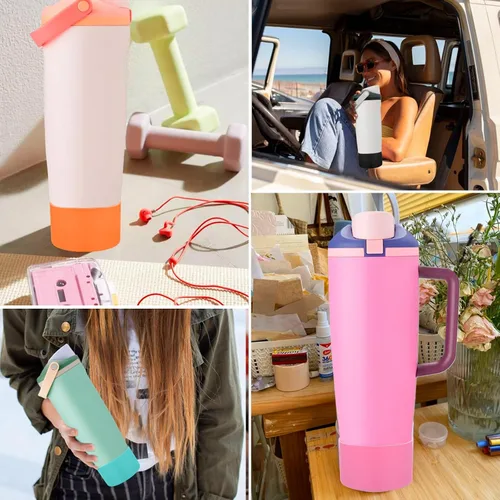 Miniatura 7 de Mity rain 2 piezas de botas protectoras de silicona para botellas y vasos FreeSip Sway de Owala de 30 oz y 40 oz - Accesorios para owala, mejora