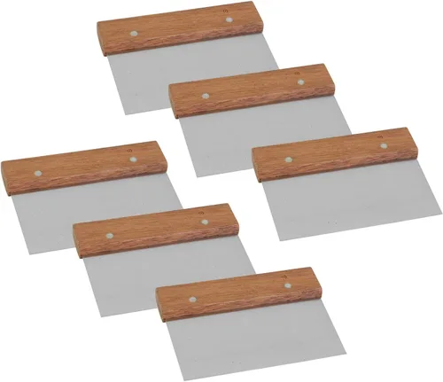 Miniatura 3 de Raspador de banco de acero inoxidable, masa picadora con mango de madera para utensilios para hornear (2 piezas)