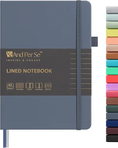 Miniatura 24 de &And Per Se - Cuaderno en blanco, 160 páginas, 5.7 x 8 pulgadas, cuaderno de rayas estrechas con papel grueso para escribir, cuaderno de tapa dura