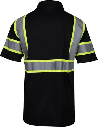 Miniatura 2 de L&M® Hi Vis Camiseta Polo ANSI Clase 3 Reflectante Seguridad Lima Naranja Negro Manga Larga Corta Alta Visibilidad Negro 73