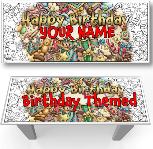 Young N Refined Página de colorear personalizada para fiesta de cumpleaños con nombre personalizado (72 x 30 pulgadas)