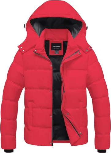 Chaqueta acolchada impermeable para hombre, abrigo de invierno cálido y grueso, chaqueta parka, chaqueta de esquí y snowboard Rojo