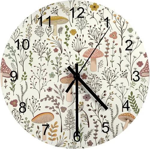 Miniatura 24 de Reloj de Pared de Flores Silencioso Sin Tictac Operado por Batería, Caricatura de los 70s Linda Flor Abstracta Pastel Margarita Reloj Floral