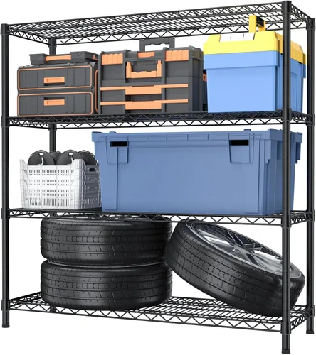 Miniatura 18 de Golpart Estantes de almacenamiento ajustables de 3 niveles, estante de metal resistente, estantería de alambre, estante organizador para el hogar